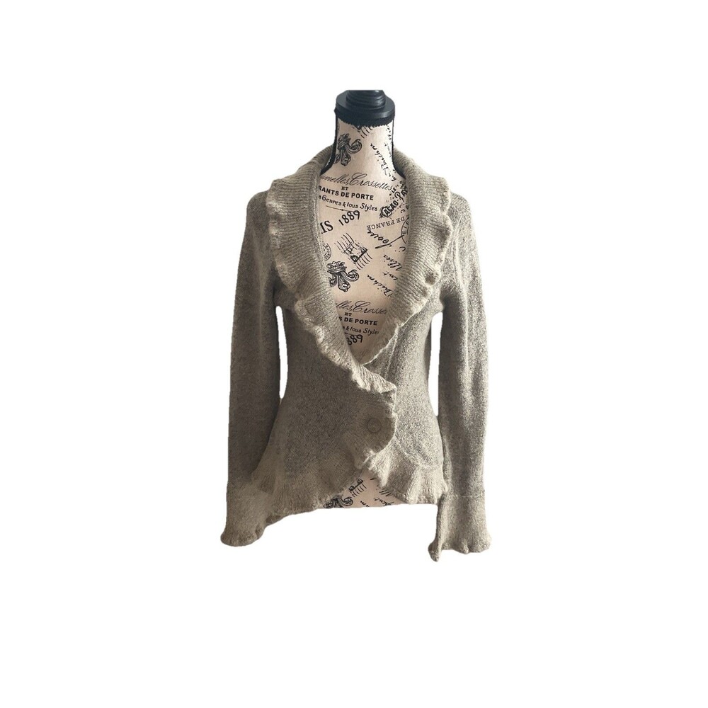 Valerie Bertinelli Wool Blend Cardigan Size Small Ruffle Cottage Fairy Core